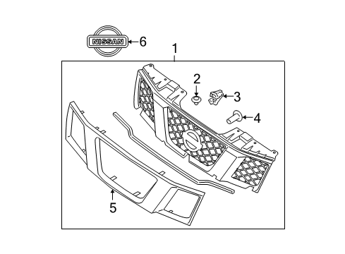 2006 Nissan Pathfinder Grille & Components Emblem-Front Diagram for 62890EA500