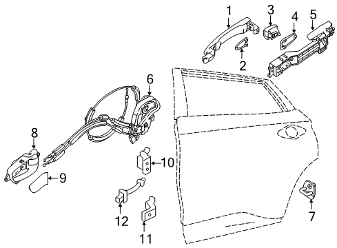 2021 Nissan Murano Front Door Link-Check, Rear Door Diagram for 824305AA0A