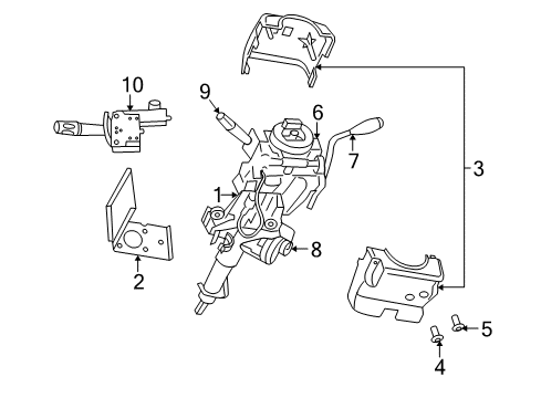 2009 Dodge Durango Steering Column, Steering Wheel & Trim, Shroud, Switches & Levers Column-Steering Diagram for 5057569AA