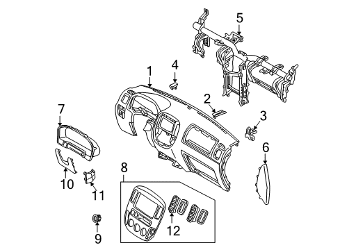 2006 Ford Escape Instrument Panel Instrument Panel Cover Diagram for 3L8Z78044F58AAC