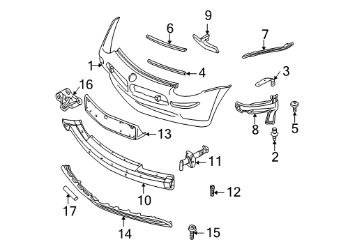 2002 BMW Z8 Front Bumper Supporting Ledge, Bumper, Front Left Diagram for 51118242273