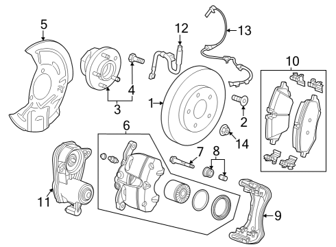 Front Brakes Caliper Support Diagram for 13588988