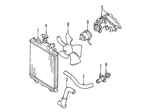 1996 Geo Metro Cooling System, Radiator, Water Pump, Cooling Fan Fan, Engine Coolant Diagram for 91171194