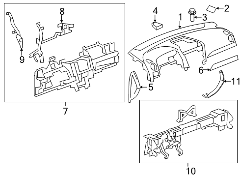 2014 Chevrolet Captiva Sport Cluster & Switches, Instrument Panel Instrument Panel Cap Diagram for 20890843