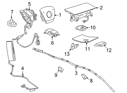 2010 Chevrolet Avalanche Air Bag Components Head Air Bag Diagram for 84190850