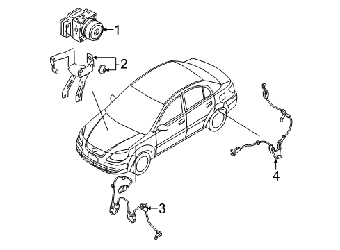 2007 Kia Rio5 ABS Components Bracket-Hydraulic Module Diagram for 589601G300