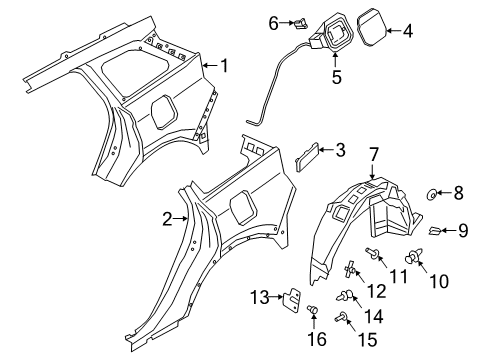 2021 Lincoln Corsair Quarter Panel & Components HOUSING - FUEL TANK FILLER PIP Diagram for LJ7Z7827936E