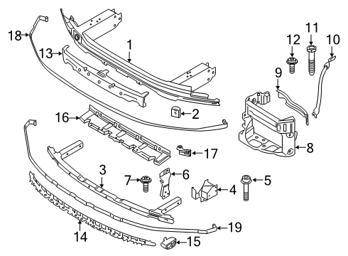2018 BMW 640i xDrive Gran Turismo Front Bumper Shock Absorber Front Left Diagram for 51117436973