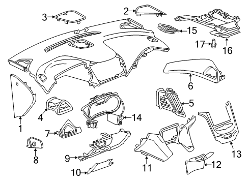 2019 Chevrolet Cruze Cluster & Switches, Instrument Panel Bolster Cover Diagram for 39018626