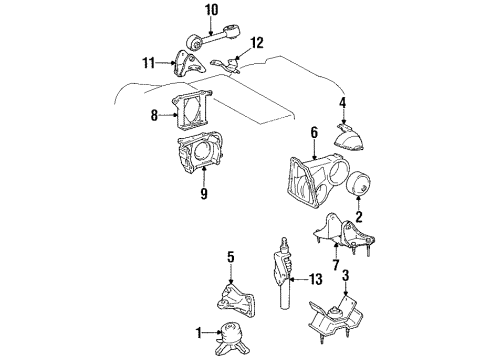 1995 Toyota Avalon Engine & Trans Mounting Absorber Sub-Assy, Engine Mounting Diagram for 1230720010