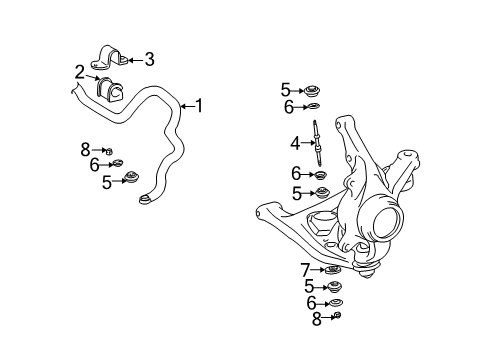 2003 Toyota Echo Stabilizer Bar & Components - Front Stabilizer Link Retainer Diagram for 9094802179