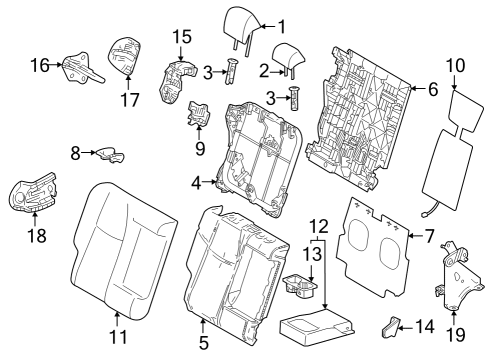 Rear Seat Components Bezel, RR Seat Back Diagram for 7266848030C0