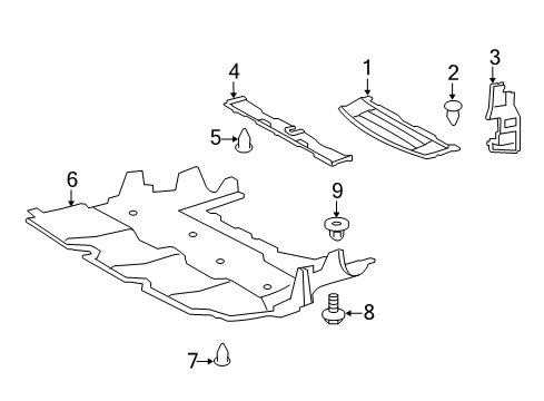 2016 Lexus LS600h Splash Shields Cover, Radiator Support Opening Diagram for 5328950070