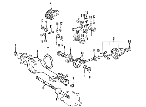 1996 Lexus LX450 Front Axle, Differential, Propeller Shaft Actuator, Differential Lock Shift Diagram for 4145060042