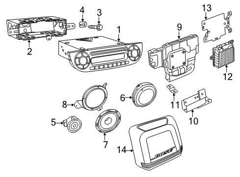 2016 Fiat 500 Sound System Screw-Tapping Diagram for 6106213AA