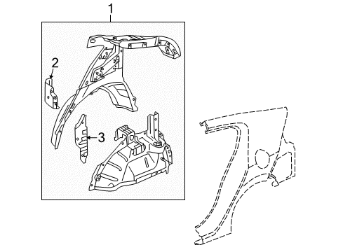 2013 Honda Insight Inner Structure - Quarter Panel Plate, L. Side Sill End Diagram for 64722TM8A00ZZ