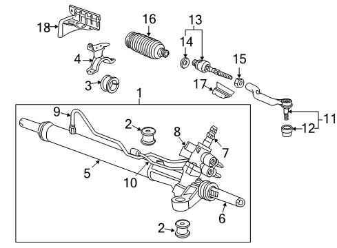 2013 Honda Crosstour Steering Column & Wheel, Steering Gear & Linkage End Complete, Tie Rod Diagram for 53540TP6A02