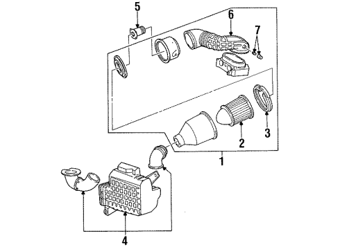 1996 Lincoln Continental Powertrain Control Air Cleaner Assembly Diagram for F5OY9600B