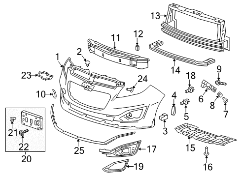 2014 Chevrolet Spark Front Bumper Applique Bolt Diagram for 90561306