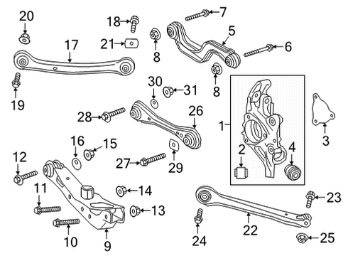 2022 Buick Envision Rear Suspension Hub & Bearing Shield Diagram for 23441698