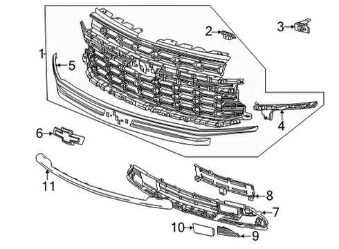 Grille & Components Tow Bracket Cover Diagram for 84341206