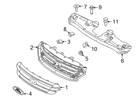 2016 Ford Taurus Grille & Components Emblem Diagram for CN1Z8213C