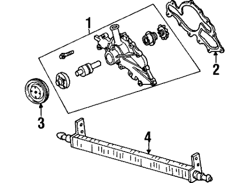 1998 Ford Taurus Power Steering Oil Cooler, Water Pump Pulley Diagram for F6DZ8509B