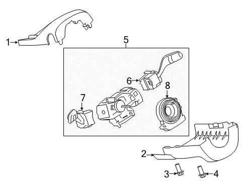 2014 Chevrolet Express 1500 Shroud, Switches & Levers Lower Shroud Screw Diagram for W506962S450B