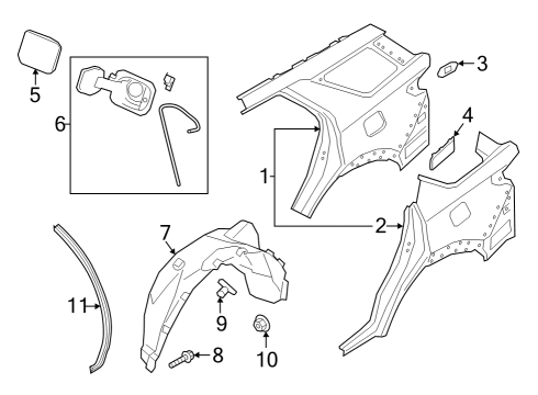 2020 Ford Explorer Quarter Panel & Components Fuel Pocket Diagram for LB5Z7827936C