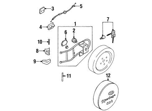 1998 Kia Sportage Tail Gate Pipe-Spare Tire Carrier Diagram for 0K08156930C