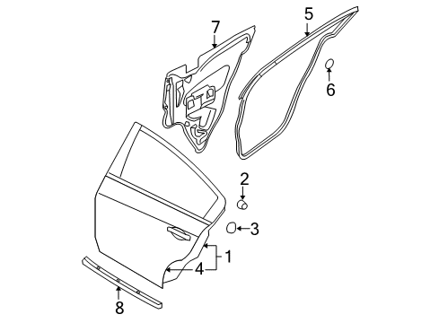 2014 Nissan Maxima Rear Door WEATHERSTRIP-Rear LH Diagram for 828319N01A