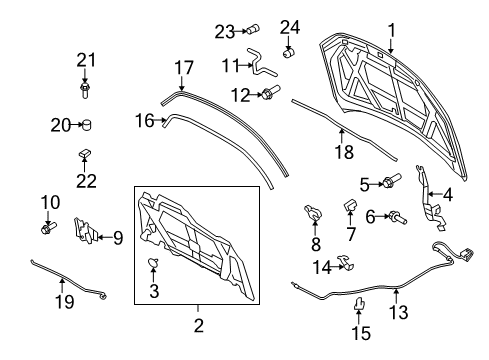 2011 Ford Fusion Hood & Components Insulator Diagram for 9E5Z16738A