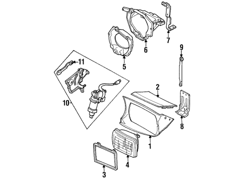 1991 Ford Probe Headlamps Sealed Beam Diagram for F3UZ13007A