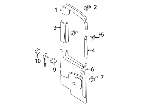 2016 Ford Transit-150 Interior Trim - Back Door Side Trim Diagram for CK4Z6125505AB