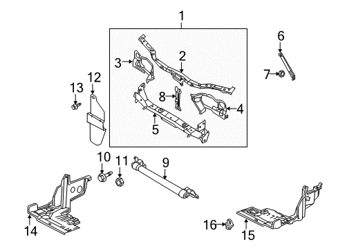 2006 Nissan Sentra Radiator Support Support Radiator Core Diagram for 625105M030