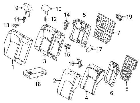 2021 Toyota Prius Rear Seat Components Seat Back Pad Diagram for 7165147200