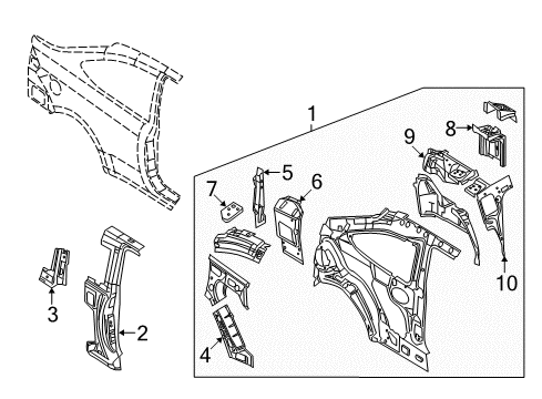 2010 Ford Focus Inner Structure - Quarter Panel Shock Bracket Diagram for 5S4Z18192AA