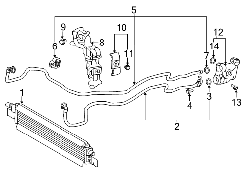 2022 Toyota GR Supra Oil Cooler Oil Cooler Diagram for 32910WAA02