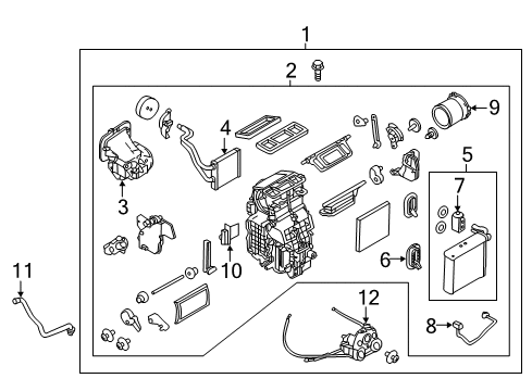 2016 Nissan Versa Note A/C Evaporator & Heater Components Motor Assembly Blower Diagram for 272261HK0A