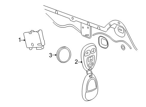 2006 Pontiac Solstice Electrical Components Receiver Asm-Remote Control Door Lock & Alarm Diagram for 21994227