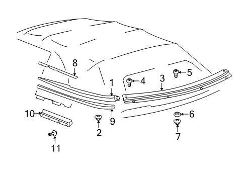 2002 Toyota Solara Exterior Trim - Convertible Top Weatherstrip Diagram for 62752AA010