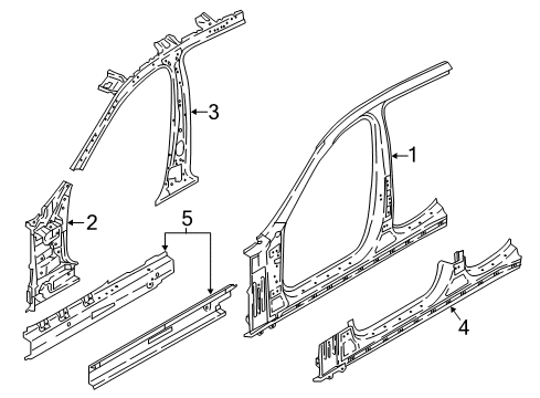 2020 Kia Stinger Aperture Panel, Center Pillar & Rocker, Hinge Pillar Panel Assembly-Side SILL Diagram for 65181J5000