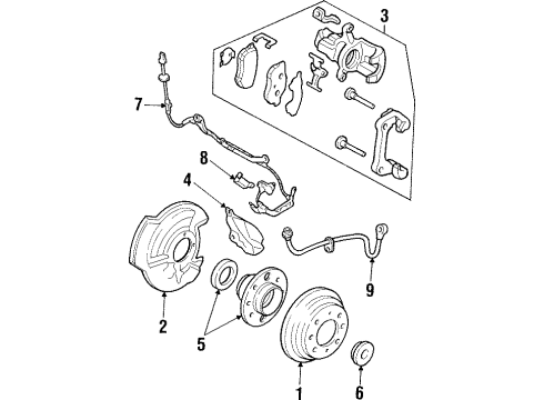 1996 Honda Civic del Sol Rear Brakes Caliper Sub-Assembly, Left Rear Diagram for 43019S04013
