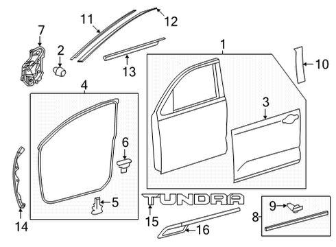 Door & Components, Exterior Trim Surround Weatherstrip Clip Diagram for 90467A0027
