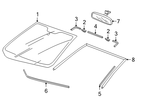 2009 Honda Fit Windshield Glass, Reveal Moldings Glass Set, Front Windshield (Coo) (Green) (Nippon Safety) Diagram for 73111TK6315
