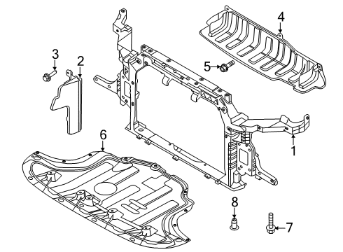 2021 Kia Soul Radiator Support Carrier Assembly-Front E Diagram for 64101K0000