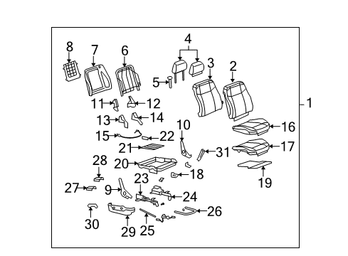 2007 Hummer H3 Front Seat Components Cushion Frame Diagram for 25971450