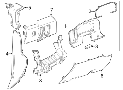 Cluster & Switches, Instrument Panel Knee Bolster Diagram for 84487348