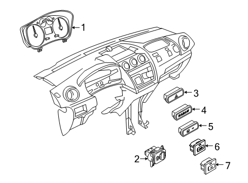 2010 Ford Transit Connect Switches Cluster Assembly Diagram for 9T1Z10849C