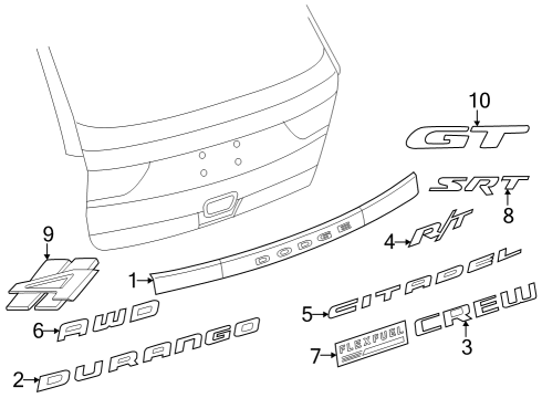2021 Dodge Durango Exterior Trim - Lift Gate NAMEPLATE-SRT Diagram for 68227674AB